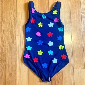 EUC MiniBoden Girls’ Flower Tank Bathing Suit 9-10